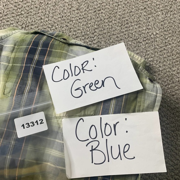 Panhandle‎ Slim Mens Shirt Size Medium Blue/Green Plaid Long Sleeves Snap Front - Picture 10 of 10